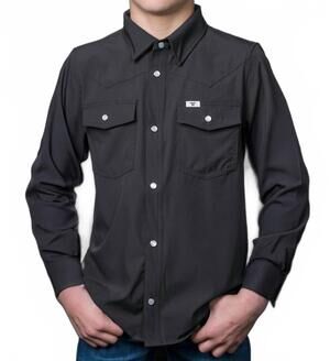 NEW FERRELL kid's long sleeve snap shirt in grey